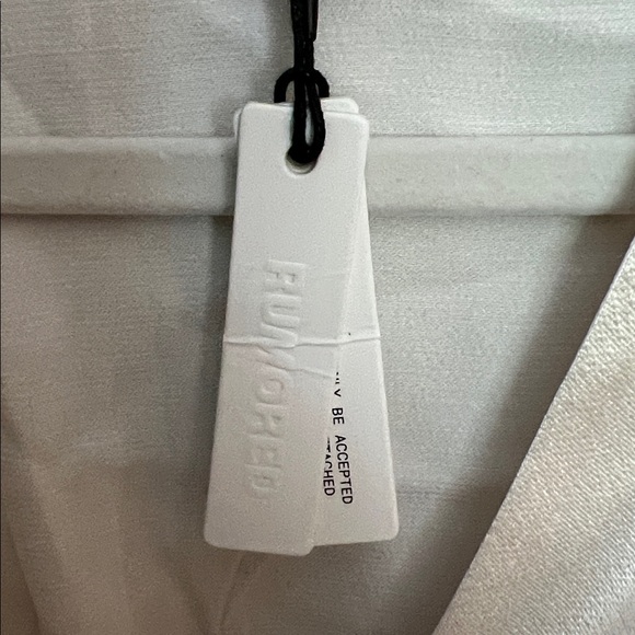 NWT! RUMORED satin wrap mini dress w slit cream S - Picture 5 of 9